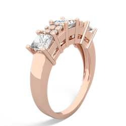 Aquamarine Three Stone Diamond Cluster 14K Rose Gold ring R2592