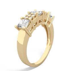 Fire Opal Three Stone Diamond Cluster 14K Yellow Gold ring R2592