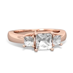 Lab Emerald Three Stone Trellis 14K Rose Gold ring R4015