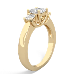 Lab Sapphire Three Stone Trellis 14K Yellow Gold ring R4015