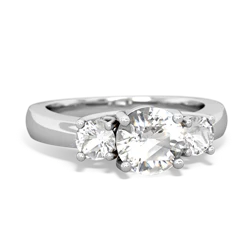 White Topaz Three Stone Round Trellis 14K White Gold ring R4018