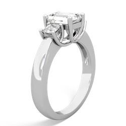 Peridot Three Stone Emerald-Cut Trellis 14K White Gold ring R4021