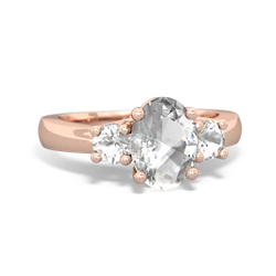 White Topaz Three Stone Oval Trellis 14K Rose Gold ring R4024