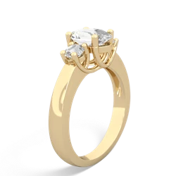 White Topaz Three Stone Oval Trellis 14K Yellow Gold ring R4024