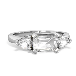 White Topaz Three Stone 14K White Gold ring R5235